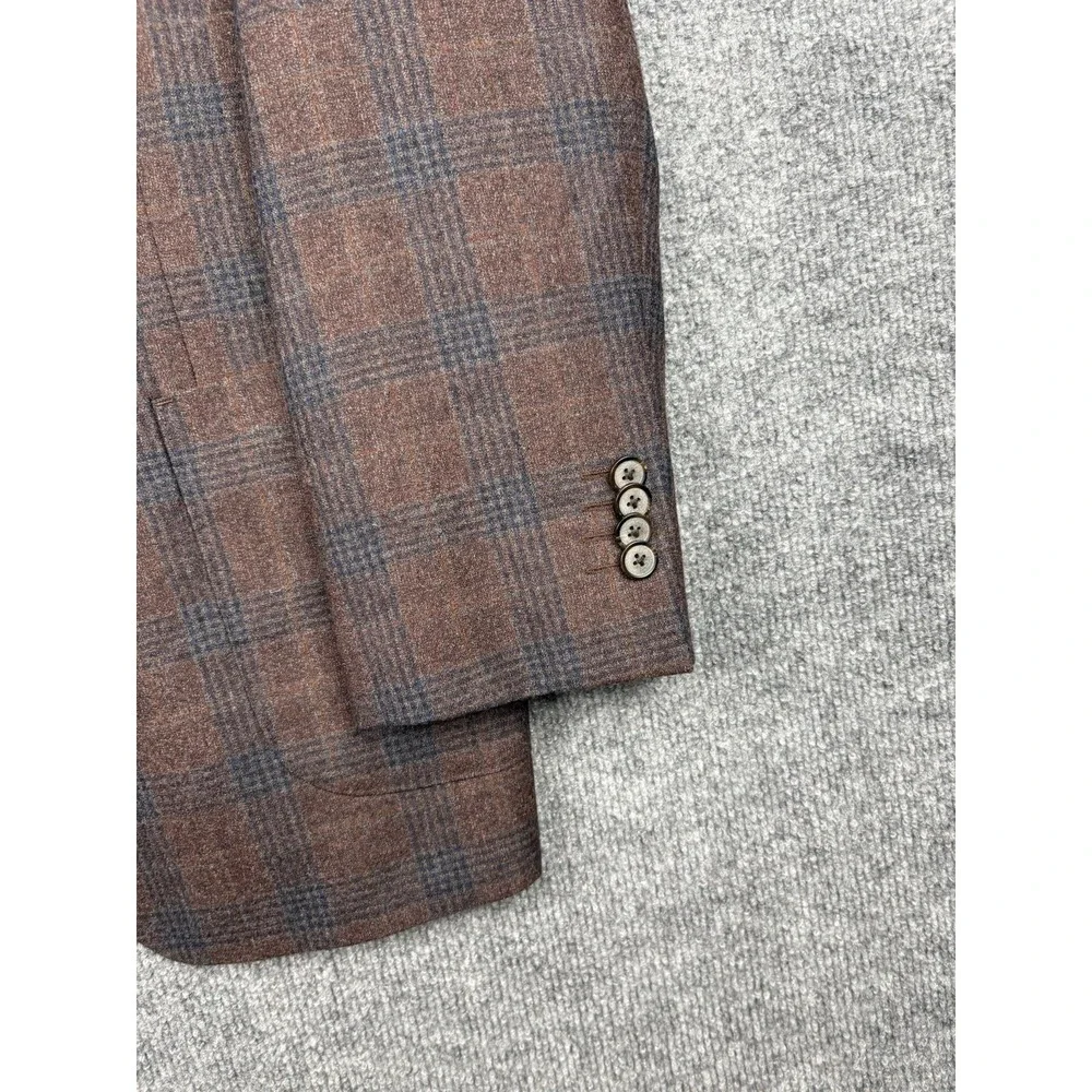 Joseph Abboud Heritage Blazer Mens 44R Brown Plaid Lanificio di Pray Wool